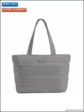 Large Puffer Tote Bag for Women, 20L, Fits 15.6" Laptop, Nylon, Zip Closure